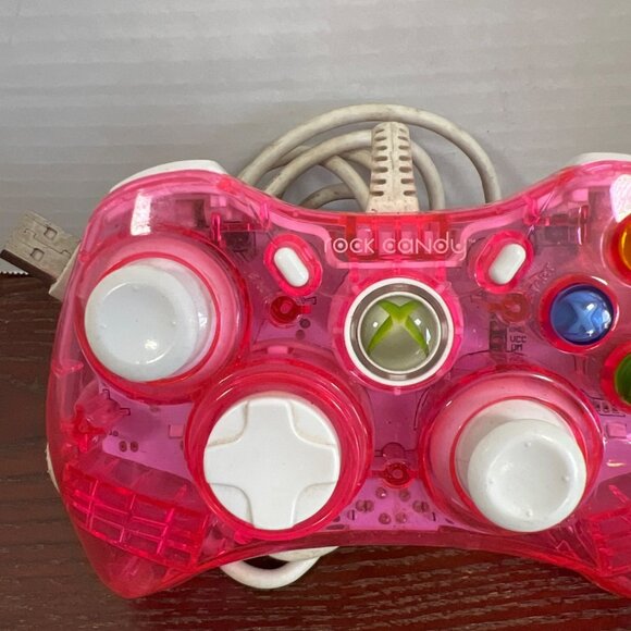 Rock Candy Wired Controller For Xbox 360 Transparent Pink Tested Y3 - Picture 2 of 3